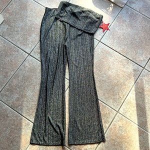 Tube Top & Pants Set. Black With Silver Metallic NWT.  Size Junior XL
